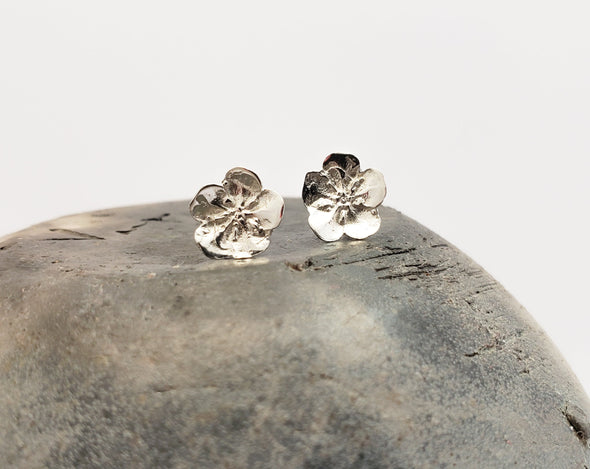 Silver Earrings Studs Forget-Me-Not Flowers