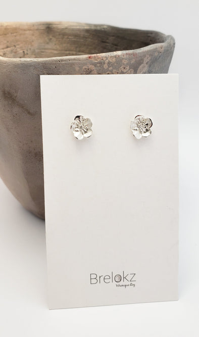 Silver Earrings Studs Forget-Me-Not Flowers