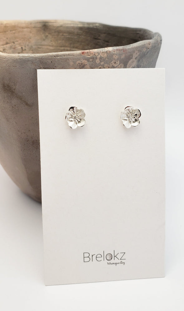 Silver Earrings Studs Forget-Me-Not Flowers