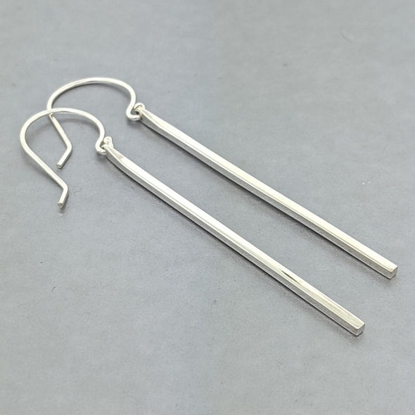 Boucles d'oreilles barres argent sterling 45mm