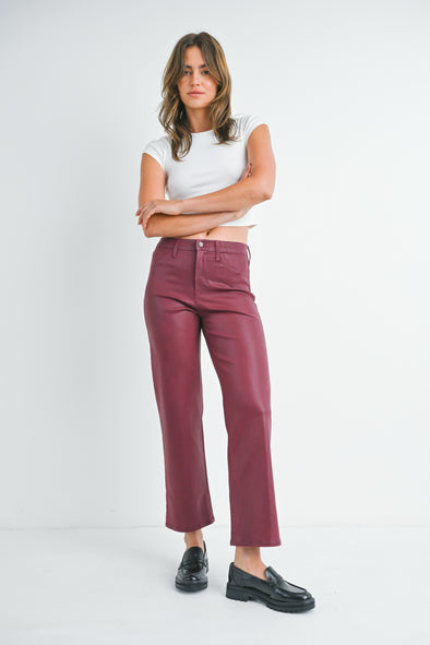 Coated straight-leg jeans