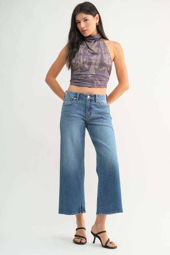 Jean cropped jambes larges