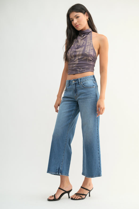 Jean cropped jambes larges