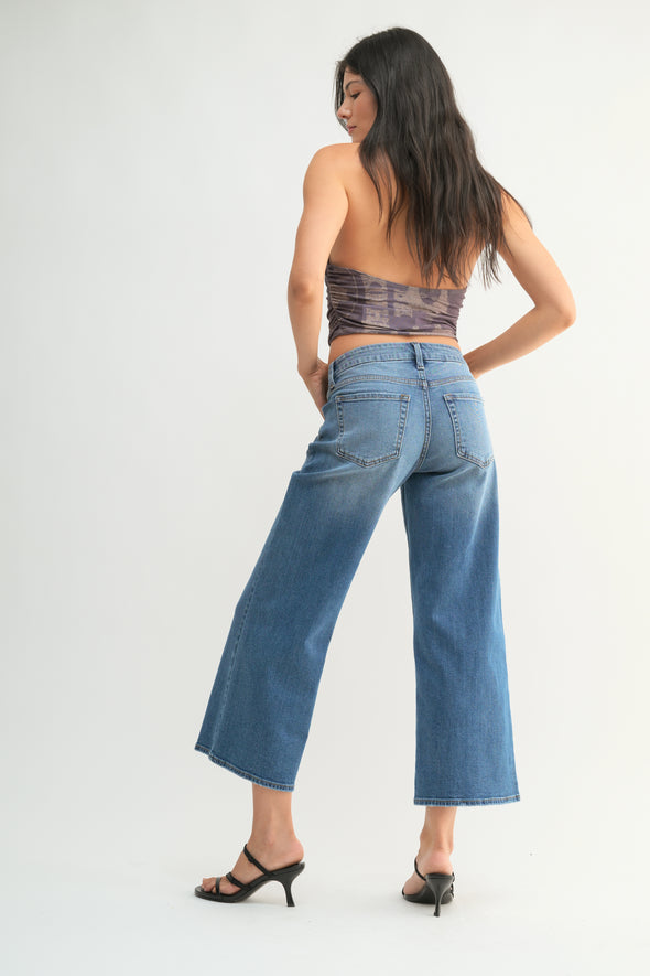 Jean cropped jambes larges