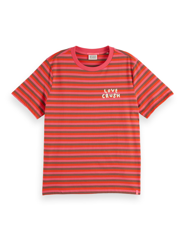 Red, pink and brown striped T-shirt