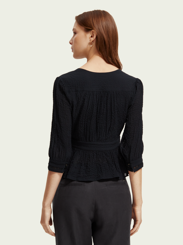 Blouse wrap noire