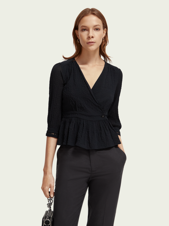 Blouse wrap noire