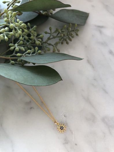 Collier 18" avec soleil et pierres bleues (219-201)