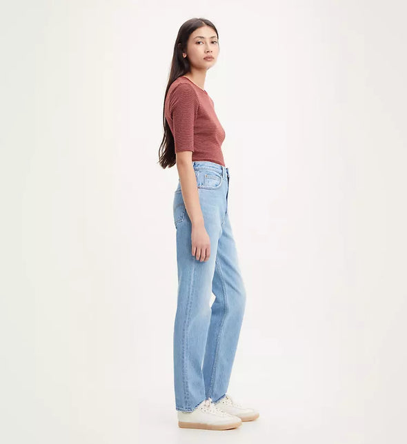 Jeans 70s taille haute droit étroit medium indigo