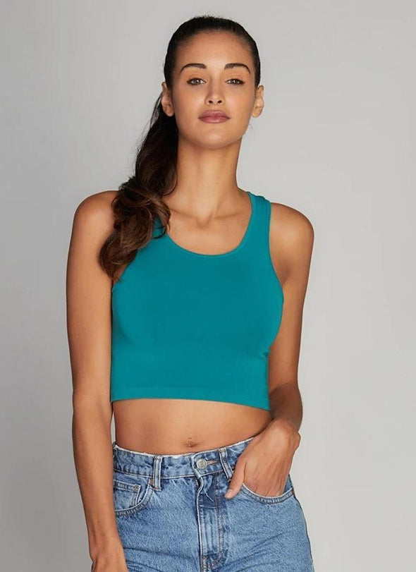 Wide-strap bamboo crop top (8 colors)