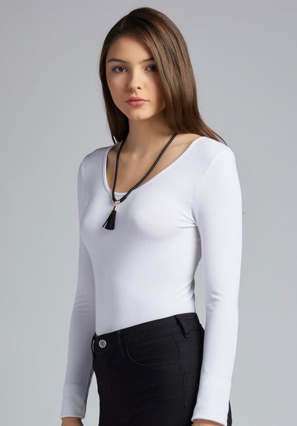 long-sleeved round-neck bamboo sweater (4 colors)