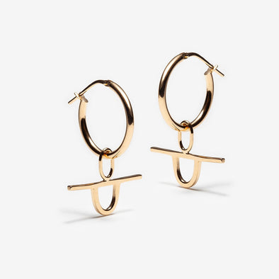 Gold Hoop Earrings With Geometric Charms - Canada