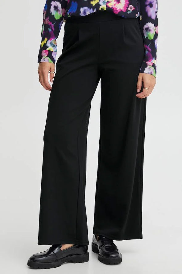 Kate Long Wide Black recycled fiber pants