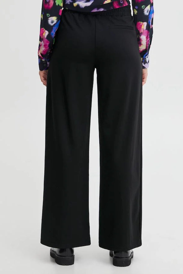 Kate Long Wide Black recycled fiber pants