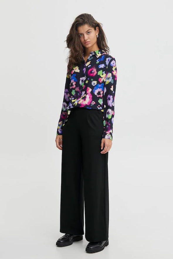 Kate Long Wide Black recycled fiber pants