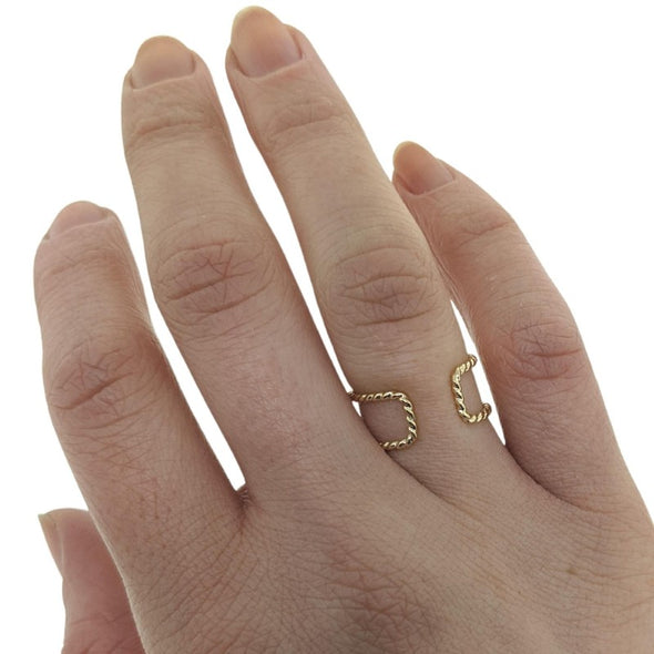 Rectangular double-thread gold cord ring