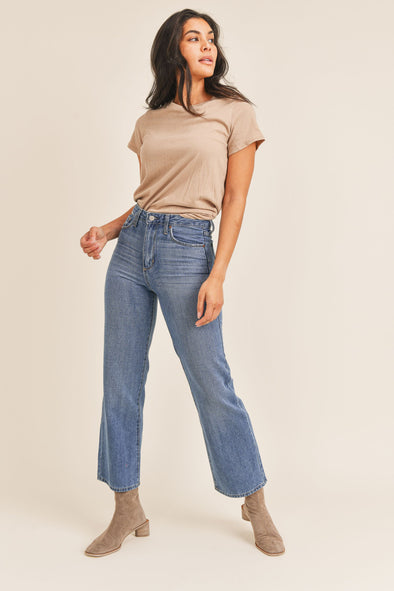 Jean taille haute dad jean medium denim